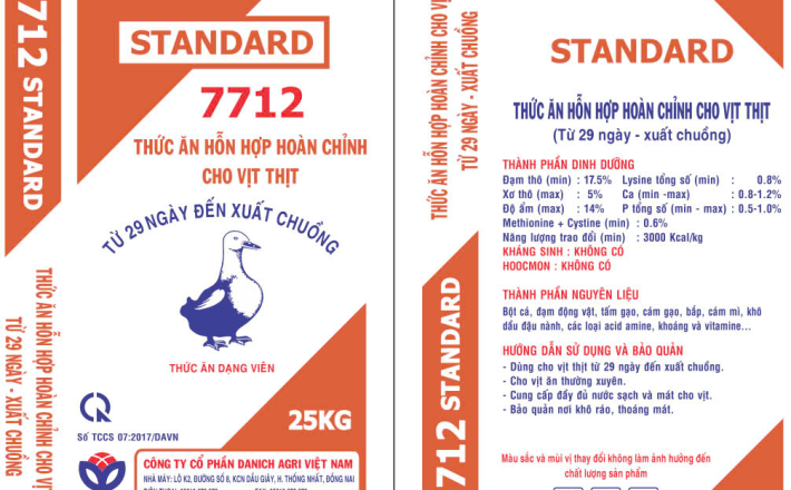 THỨC ĂN HỖN HỢP HOÀN CHỈNH CHO VỊT THỊT 7712 