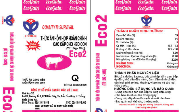 THỨC ĂN HỖN HỢP HOÀN CHỈNH CAO CẤP CHO HEO CON ECO2