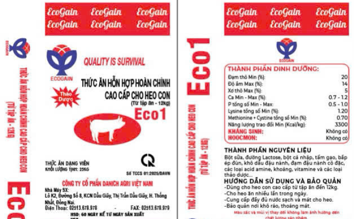 THỨC ĂN HỖN HỢP HOÀN CHỈNH CAO CẤP CHO HEO CON ECO1
