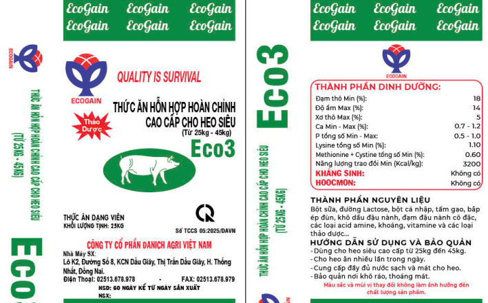THỨC ĂN HỒN HỢP HOÀN CHỈNH CAO CẤP CHO HEO SIÊU ECO3