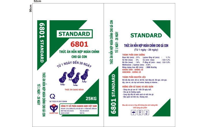THỨC ĂN HỖN HỢP HOÀN CHỈNH CHO GÀ CON 6801 