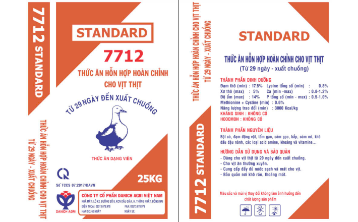 THỨC ĂN HỖN HỢP HOÀN CHỈNH CHO VỊT THỊT 7712 