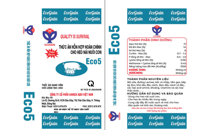 THỨC ĂN HỖN HỢP HOÀN CHỈNH CHO HEO NÁI NUÔI CON Eco 5