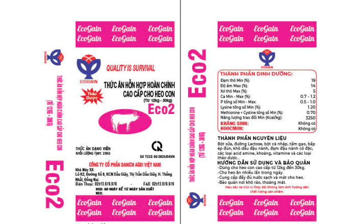 THỨC ĂN HỖN HỢP HOÀN CHỈNH CAO CẤP CHO HEO CON ECO2