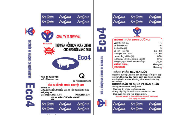 THỨC ĂN HỖN HỢP HOÀN CHỈNH CHO HEO NÁI MANG THAI ECO4