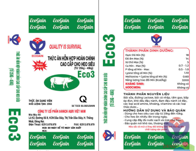 THỨC ĂN HỒN HỢP HOÀN CHỈNH CAO CẤP CHO HEO SIÊU ECO3