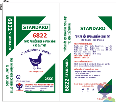 THỨC ĂN HỖN HỢP HOÀN CHỈNH CHO GÀ THỊT 6822 