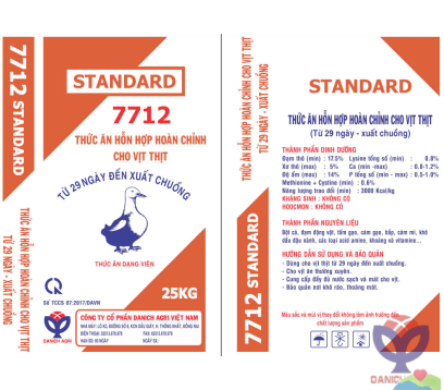 THỨC ĂN HỖN HỢP HOÀN CHỈNH CHO VỊT THỊT 7712 